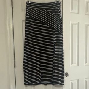 Black and White Striped Women's Maxi Skirt
